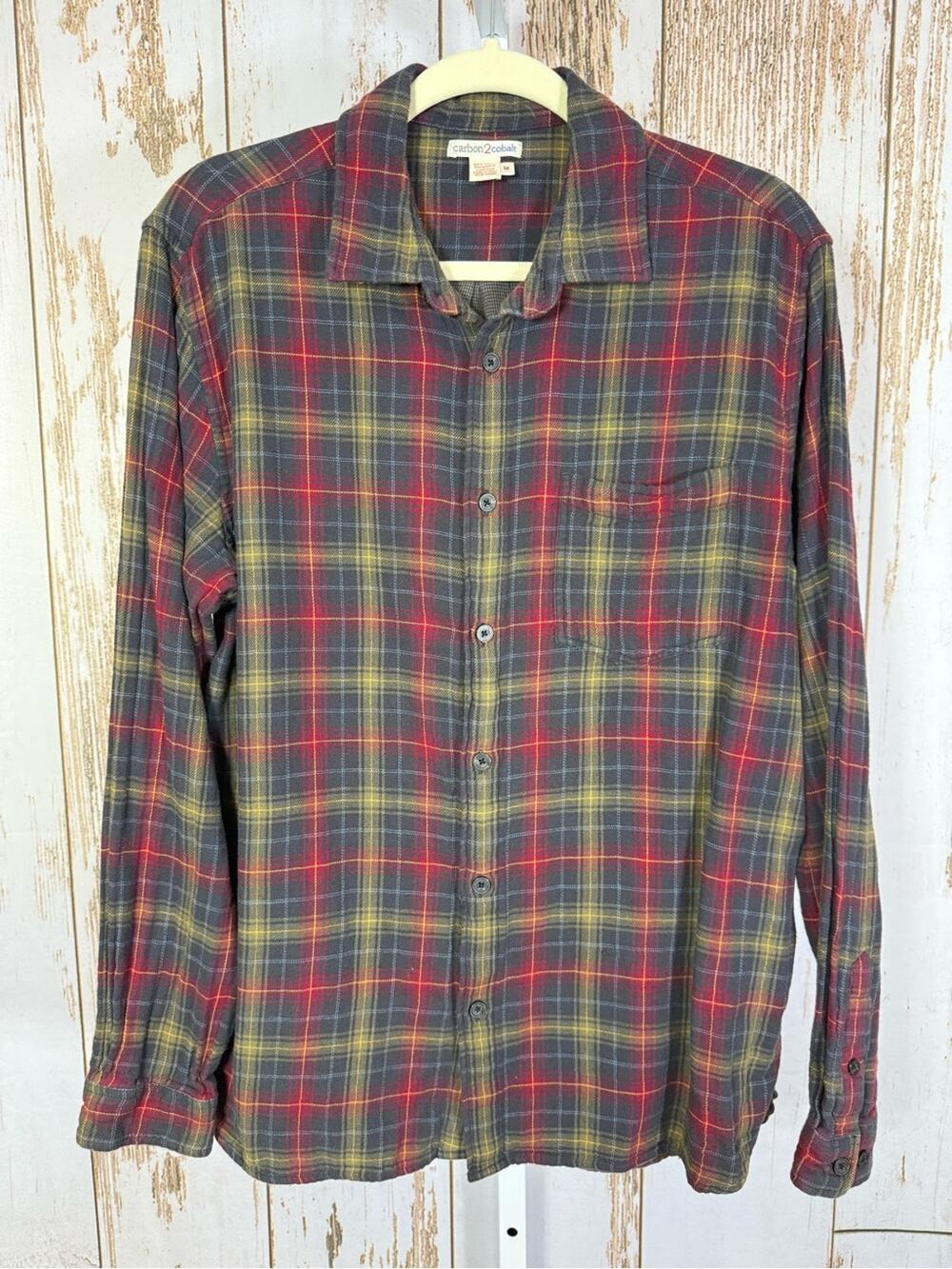 Carbon2cobalt, Plaid Flannel Lined Button Up Shirt. Size Medium. Good used cond!